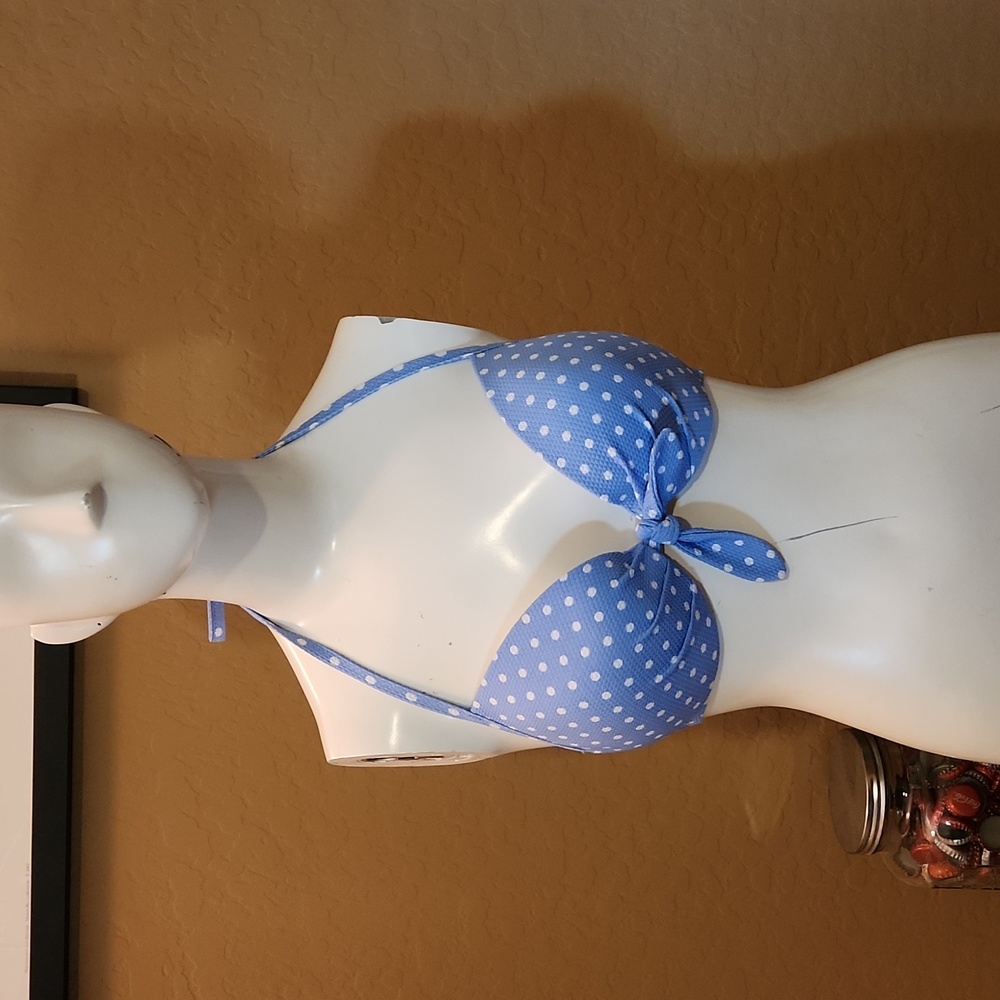 NWOT Shade and Shore Blue with White Polka Dot Swimsuit Top (0660)